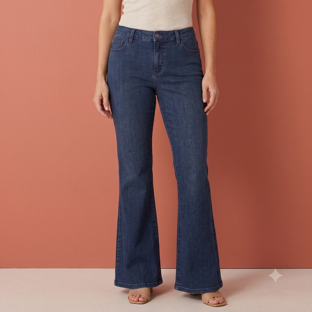 NYDJ P700T Teresa Trouser Jeans Women's 18P Petite Wide Leg Lift Tuck Blue EUC